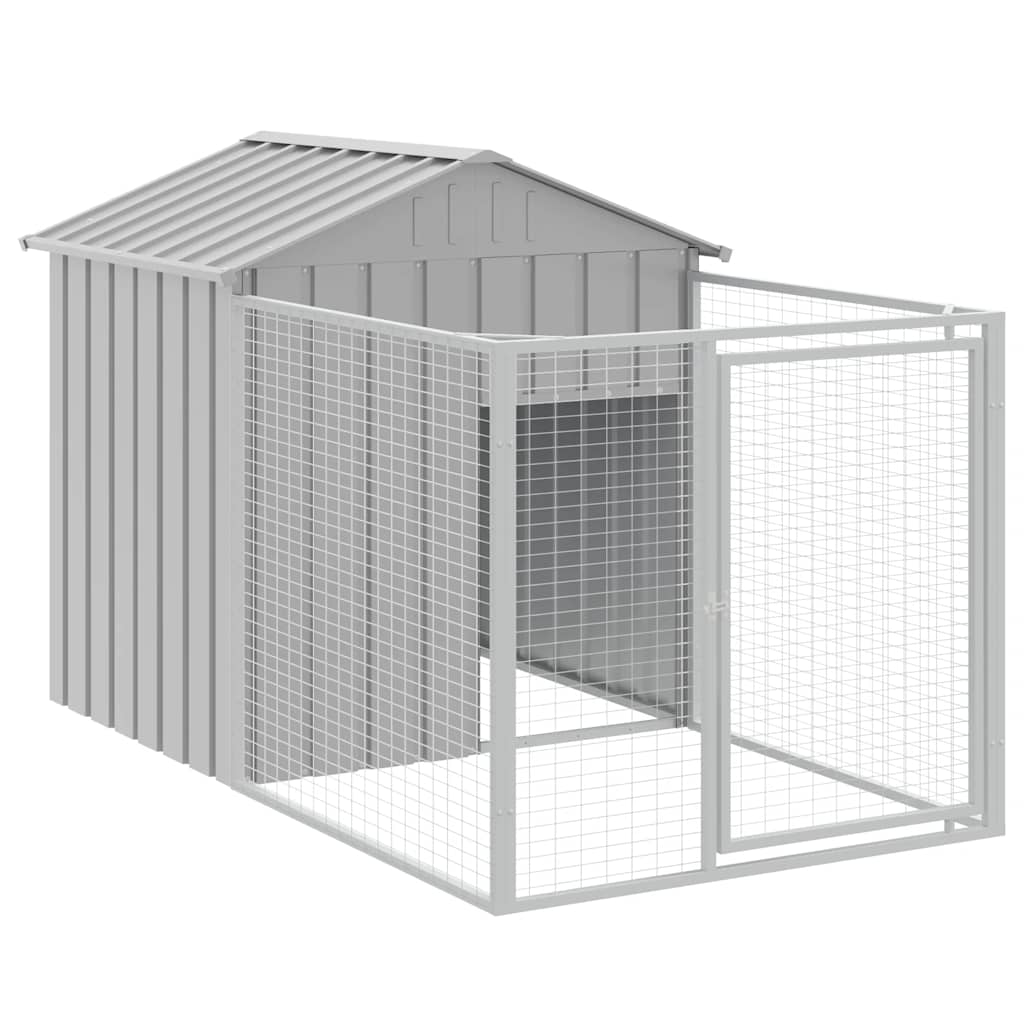Dog House with Run Galvanised Steel 117x201cm | HomeAndLiving