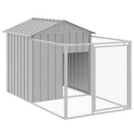 Dog House with Run Galvanised Steel 117x201cm | HomeAndLiving
