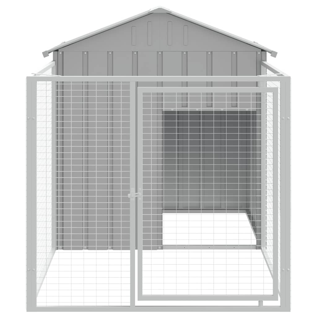 Dog House with Run Galvanised Steel 117x201cm | HomeAndLiving