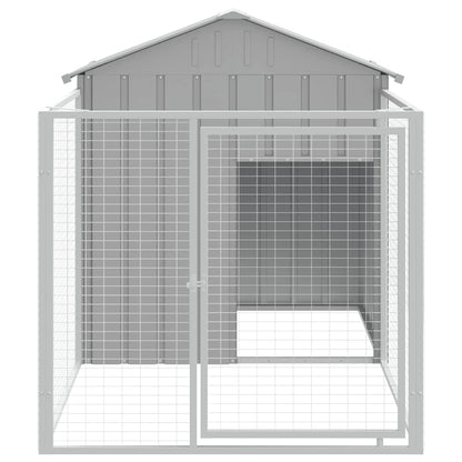 Dog House with Run Galvanised Steel 117x201cm | HomeAndLiving