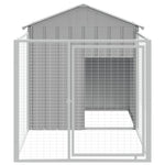 Dog House with Run Galvanised Steel 117x201cm | HomeAndLiving