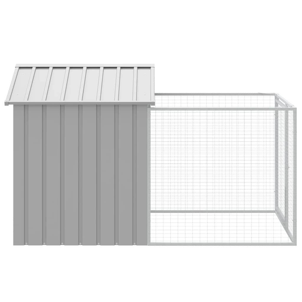 Dog House with Run Galvanised Steel 117x201cm | HomeAndLiving