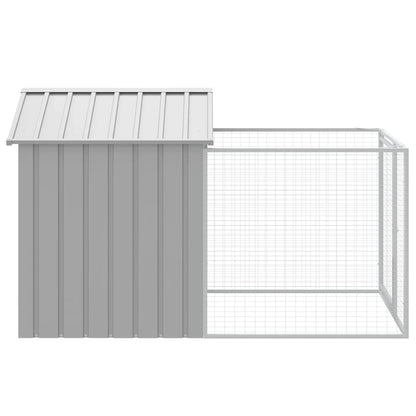 Dog House with Run Galvanised Steel 117x201cm | HomeAndLiving