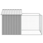 Dog House with Run Galvanised Steel 117x201cm | HomeAndLiving