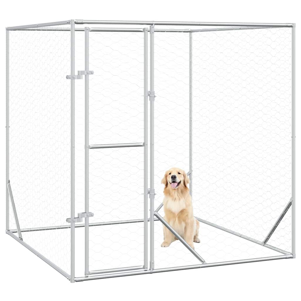 Galvanised Steel Dog Kennel 2x2x2m Outdoor | HomeAndLiving