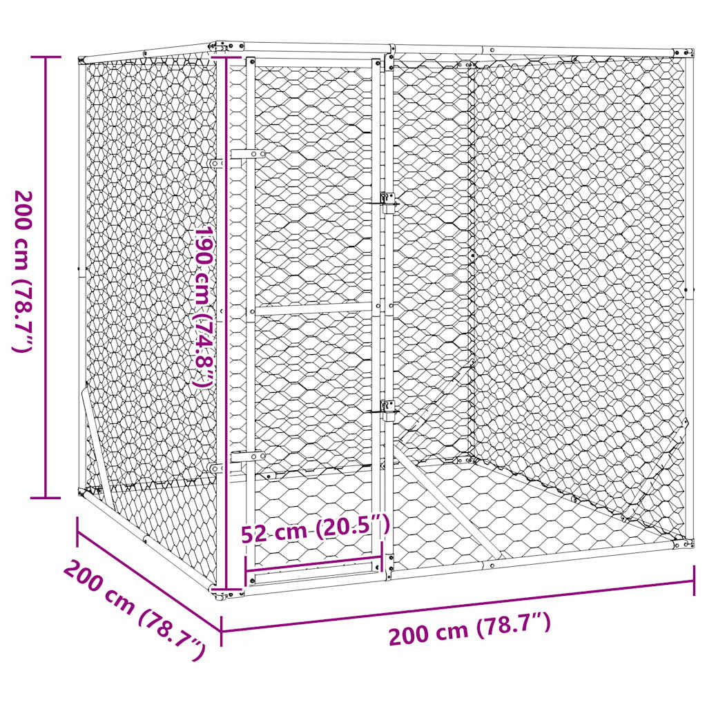 Galvanised Steel Dog Kennel 2x2x2m Outdoor | HomeAndLiving