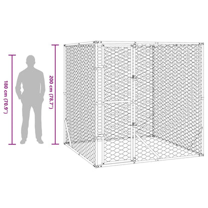 Galvanised Steel Dog Kennel 2x2x2m Outdoor | HomeAndLiving