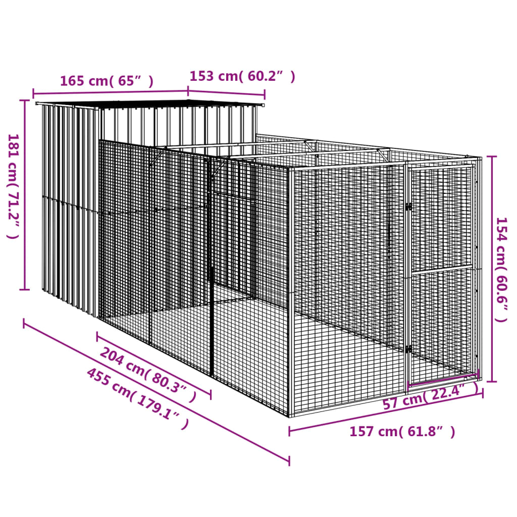 Galvanised Steel Dog House Run Kennel | HomeAndLiving