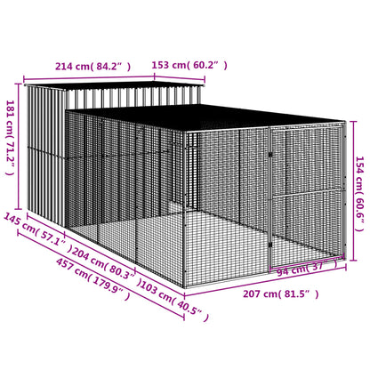 Galvanised Steel Dog Kennel Run 214x457cm | HomeAndLiving