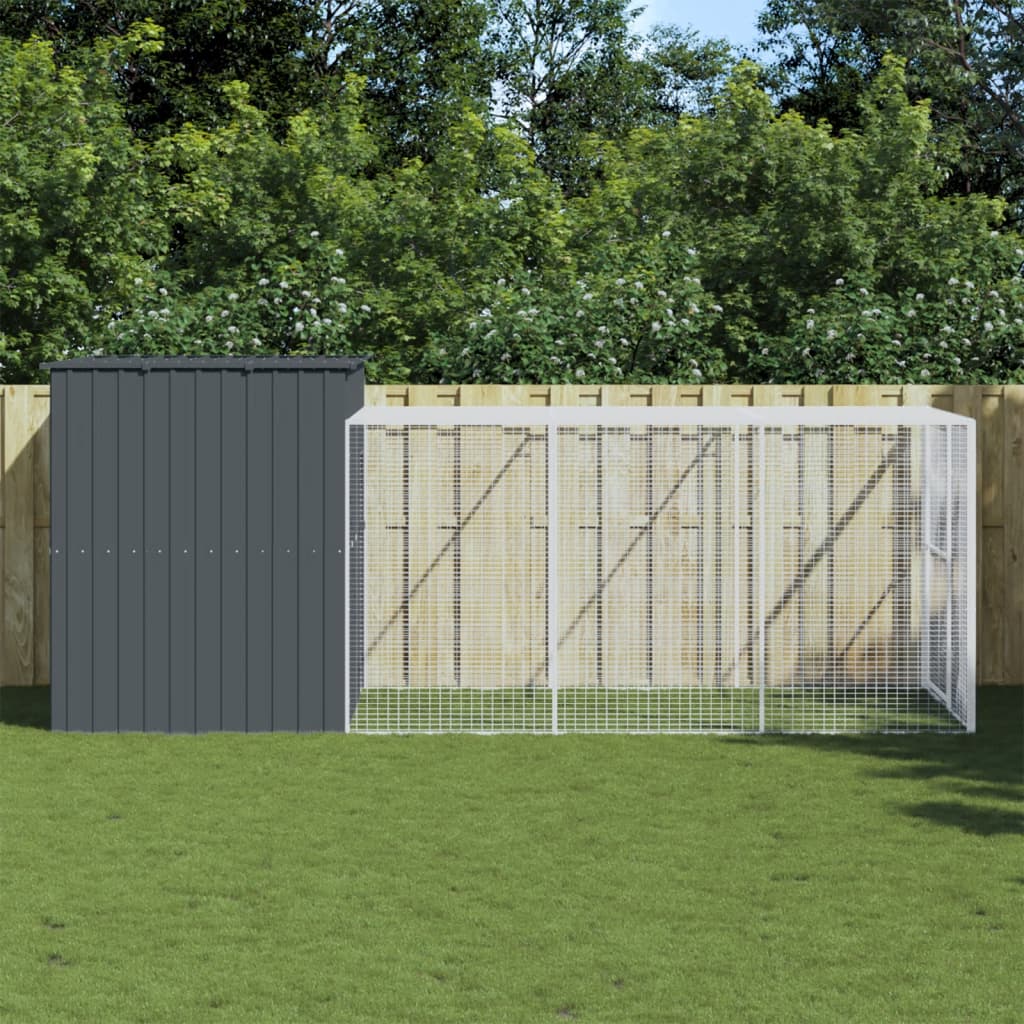 Galvanised Steel Dog Kennel Run 214x457cm | HomeAndLiving