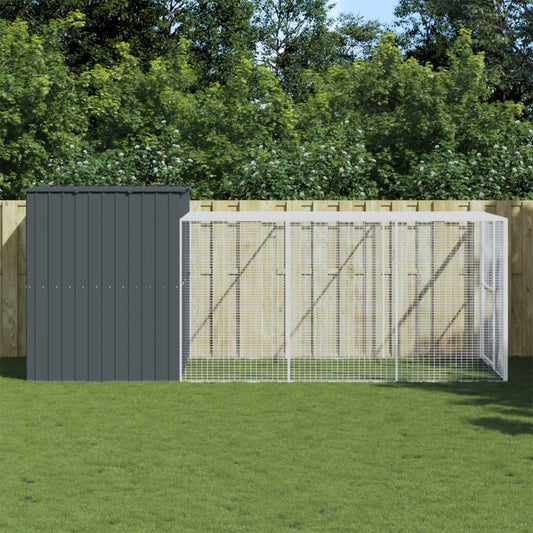 Galvanised Steel Dog Kennel Run 214x457cm | HomeAndLiving