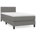 King Single Fabric Box Spring Bed with Medium Support Mattress Dark Grey