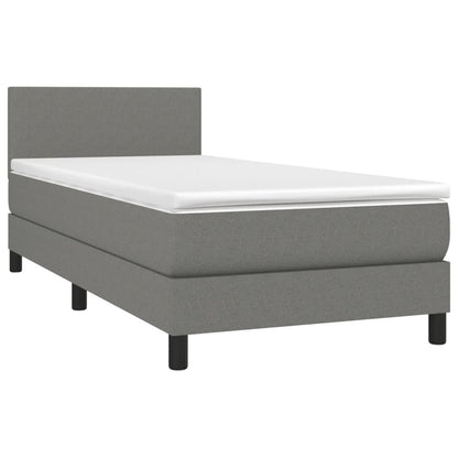 King Single Fabric Box Spring Bed with Medium Support Mattress Dark Grey