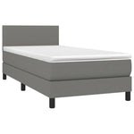 King Single Fabric Box Spring Bed with Medium Support Mattress Dark Grey