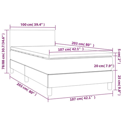 King Single Fabric Box Spring Bed with Medium Support Mattress Dark Grey