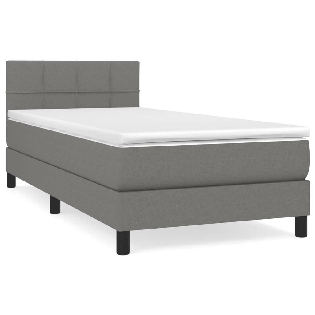 Dark Grey Fabric Box Spring Bed with Pocket Spring Mattress