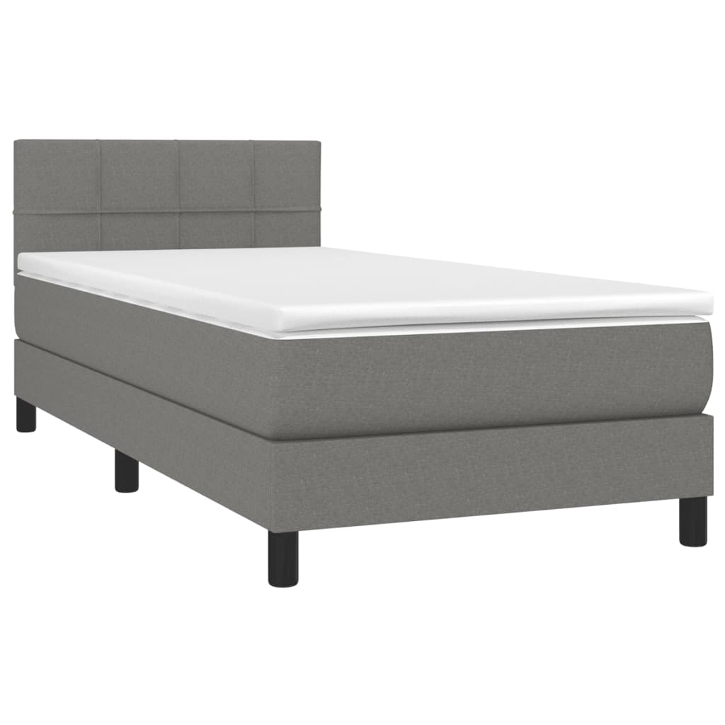 Dark Grey Fabric Box Spring Bed with Pocket Spring Mattress