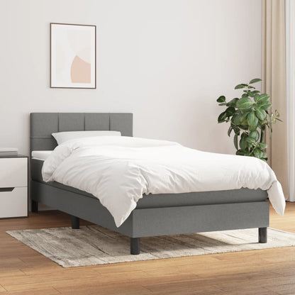 Dark Grey Fabric Box Spring Bed with Pocket Spring Mattress