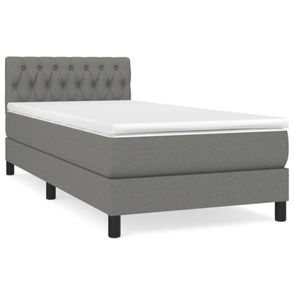 Dark Grey Fabric Box Bed with Foam & Pocket Spring Mattress