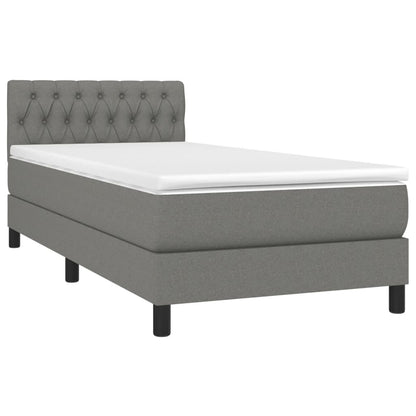 Dark Grey Fabric Box Bed with Foam & Pocket Spring Mattress