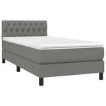 Dark Grey Fabric Box Bed with Foam & Pocket Spring Mattress