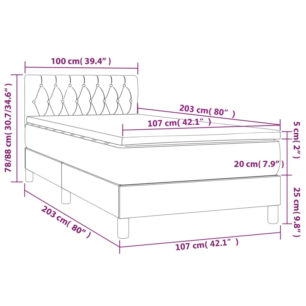 Dark Grey Fabric Box Bed with Foam & Pocket Spring Mattress