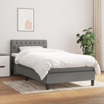 Dark Grey Fabric Box Bed with Foam & Pocket Spring Mattress