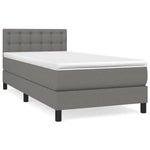 King Single Fabric Bed with Pocket Spring Mattress and Removable Topper Dark Grey