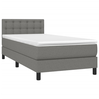 King Single Fabric Bed with Pocket Spring Mattress and Removable Topper Dark Grey