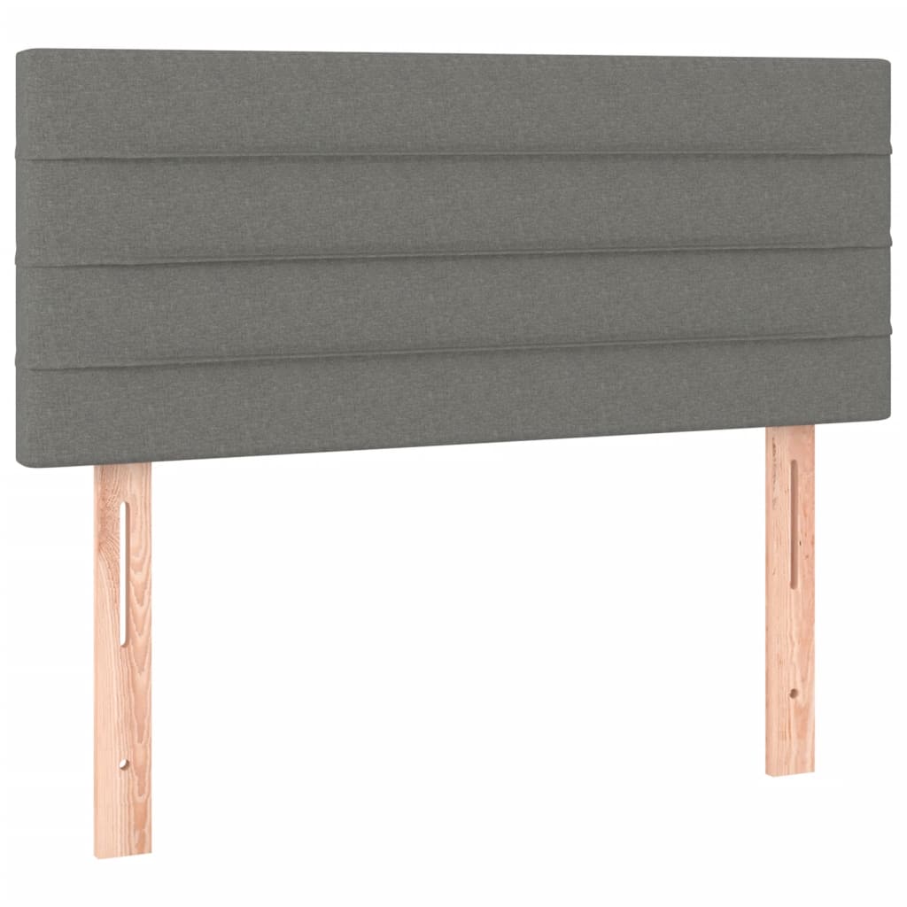 King Single Fabric Box Spring Bed Dark Grey with Soft Mattress and USB LED Strip