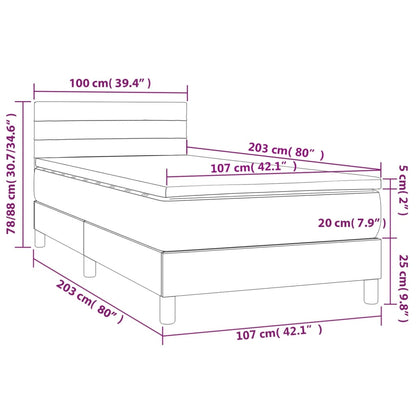 King Single Fabric Box Spring Bed Dark Grey with Soft Mattress and USB LED Strip