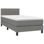 Dark Grey Box Spring Bed with Pocket Spring Mattress Fabric LED Headboard