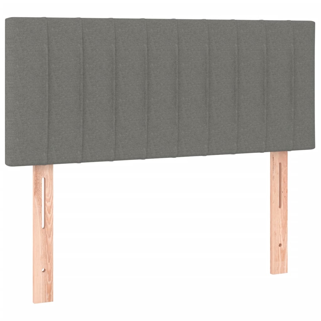Dark Grey Box Spring Bed with Pocket Spring Mattress Fabric LED Headboard