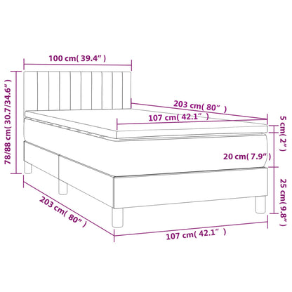 Dark Grey Box Spring Bed with Pocket Spring Mattress Fabric LED Headboard