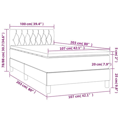 Dark Grey Fabric Box Spring Bed with Mattress LED Pocket Spring