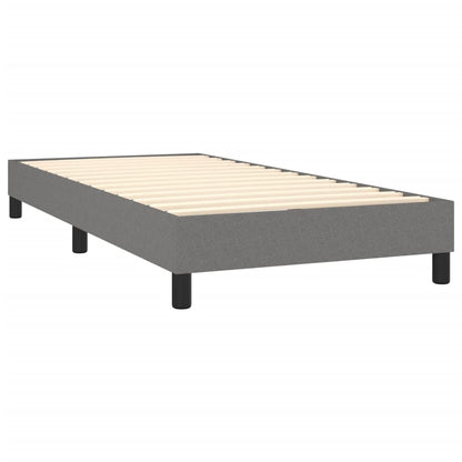 Queen Size Box Spring Bed with Mattress and LED USB Strip Dark Grey