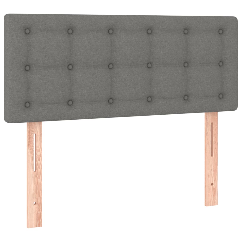 Queen Size Box Spring Bed with Mattress and LED USB Strip Dark Grey