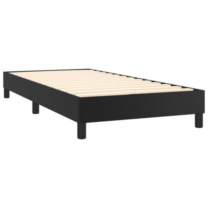 Black Faux Leather Box Spring Bed with Mattress LED Pocket Spring