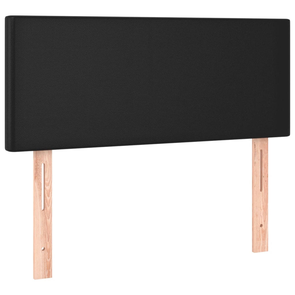 Black Faux Leather Box Spring Bed with Mattress LED Pocket Spring