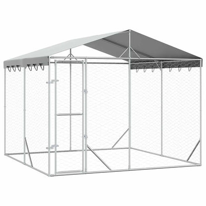 Large Outdoor Dog Kennel Galvanised Steel 3x3m | HomeAndLiving