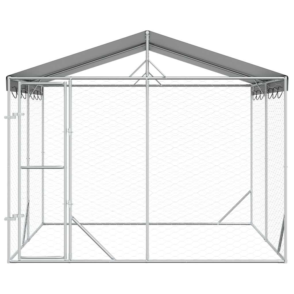Large Outdoor Dog Kennel Galvanised Steel 3x3m | HomeAndLiving