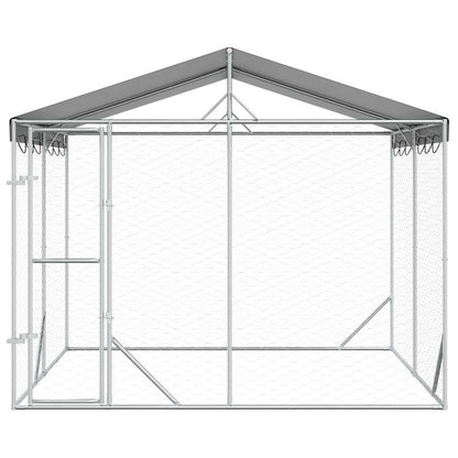 Large Outdoor Dog Kennel Galvanised Steel 3x3m | HomeAndLiving