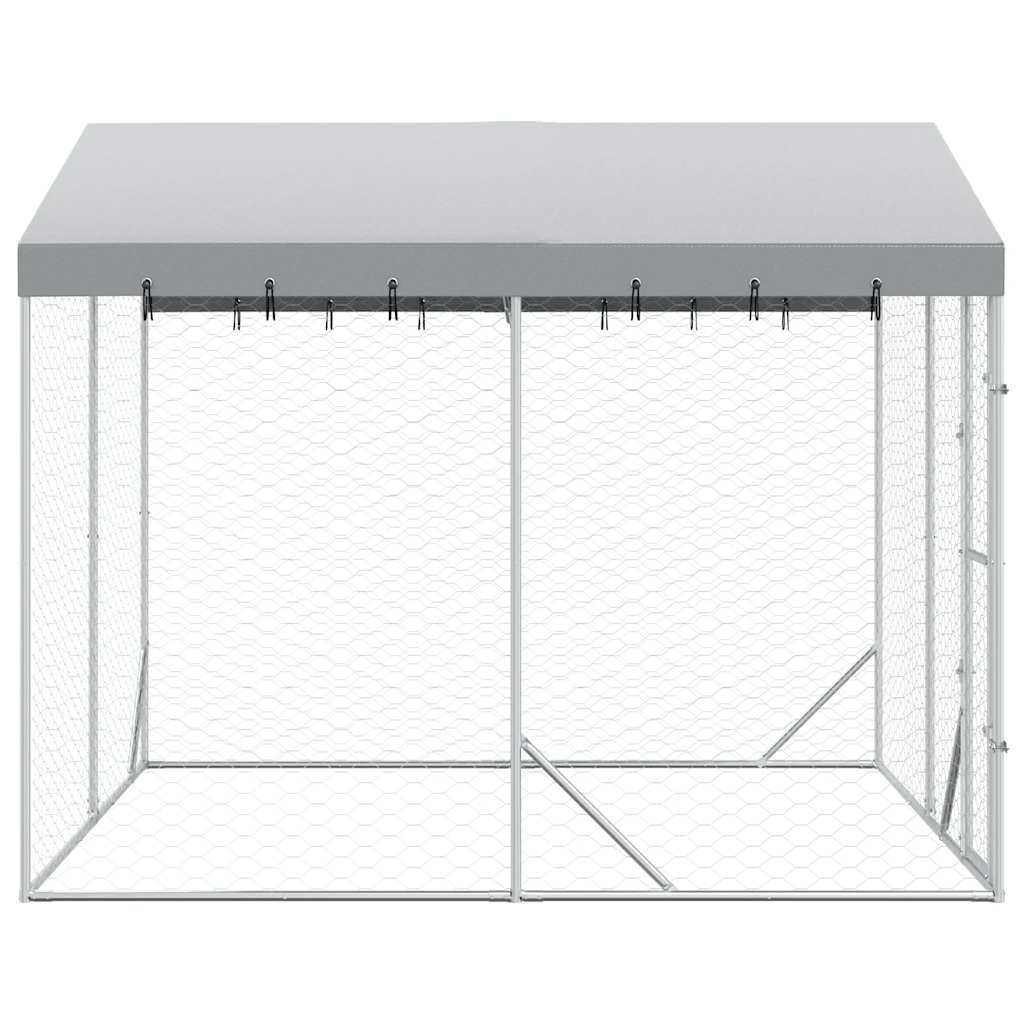 Large Outdoor Dog Kennel Galvanised Steel 3x3m | HomeAndLiving