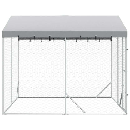 Large Outdoor Dog Kennel Galvanised Steel 3x3m | HomeAndLiving