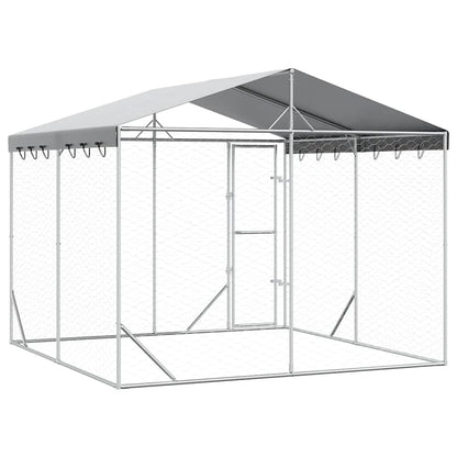 Large Outdoor Dog Kennel Galvanised Steel 3x3m | HomeAndLiving