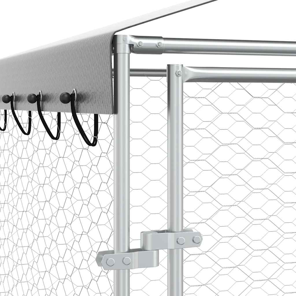 Large Outdoor Dog Kennel Galvanised Steel 3x3m | HomeAndLiving