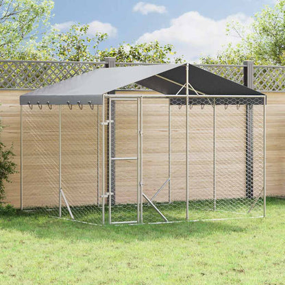 Large Outdoor Dog Kennel Galvanised Steel 3x3m | HomeAndLiving
