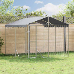 Large Outdoor Dog Kennel Galvanised Steel 3x3m | HomeAndLiving