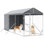 Large Galvanised Steel Dog Kennel Run 2x6m | HomeAndLiving