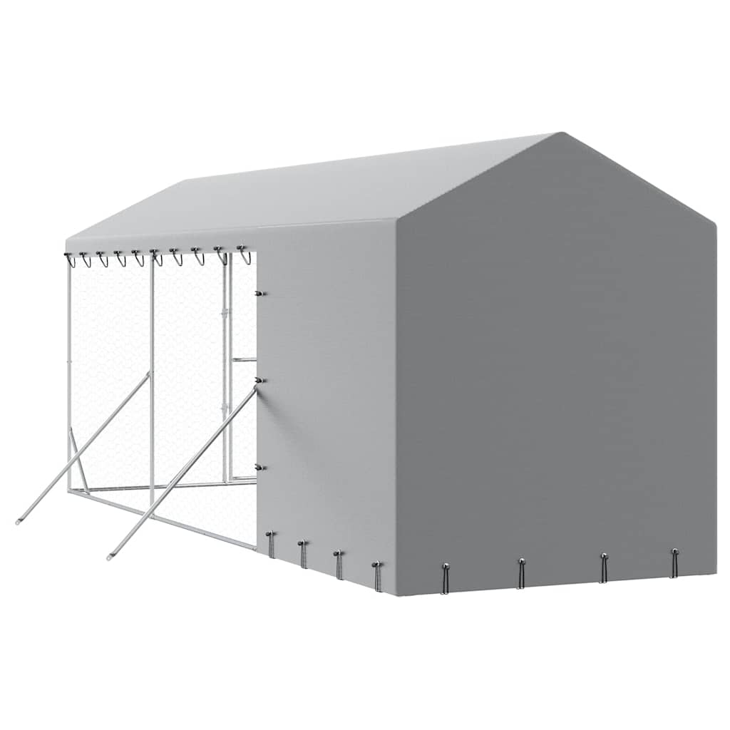 Large Galvanised Steel Dog Kennel Run 2x6m | HomeAndLiving